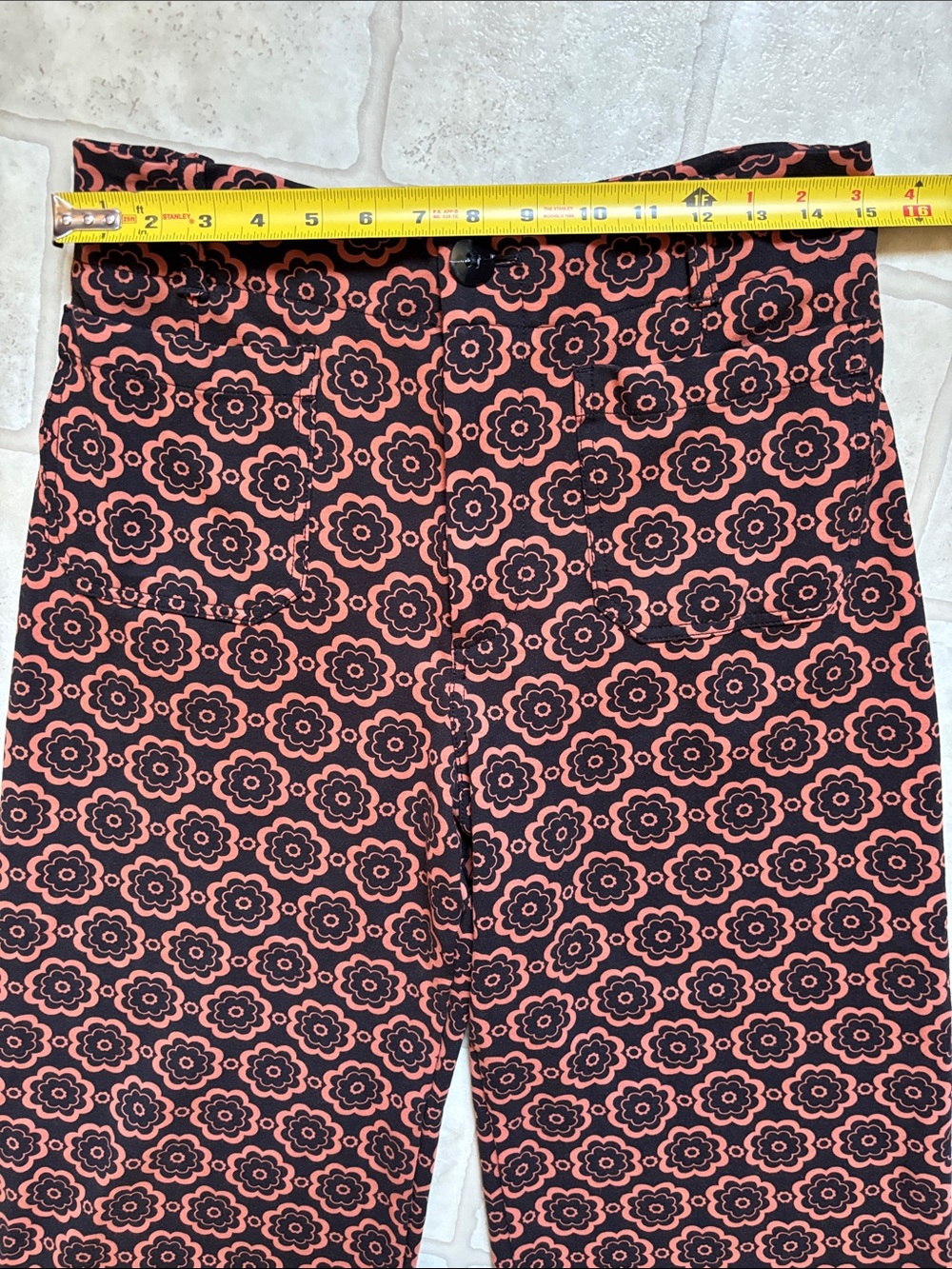 Maeve by Anthropologie the Colette Black & Orange Floral Print Wide Leg Crop 30 - Picture 4 of 7